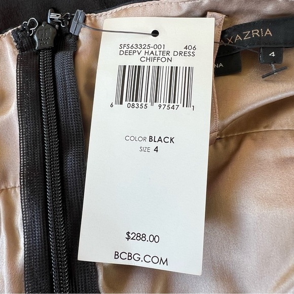 VTG BCBG Max Azria Y2K Black Silk Chiffon Halter Dress Whimsygoth Prom NWT Sz 4 - Picture 12 of 14